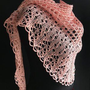 Hand knitted lace women's shawl, Knitted lace triangle shawl, Gift for Her